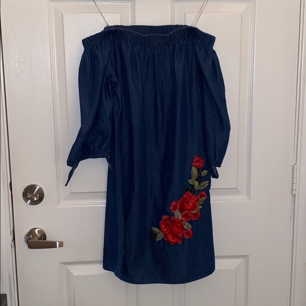 Off the should chambray dress